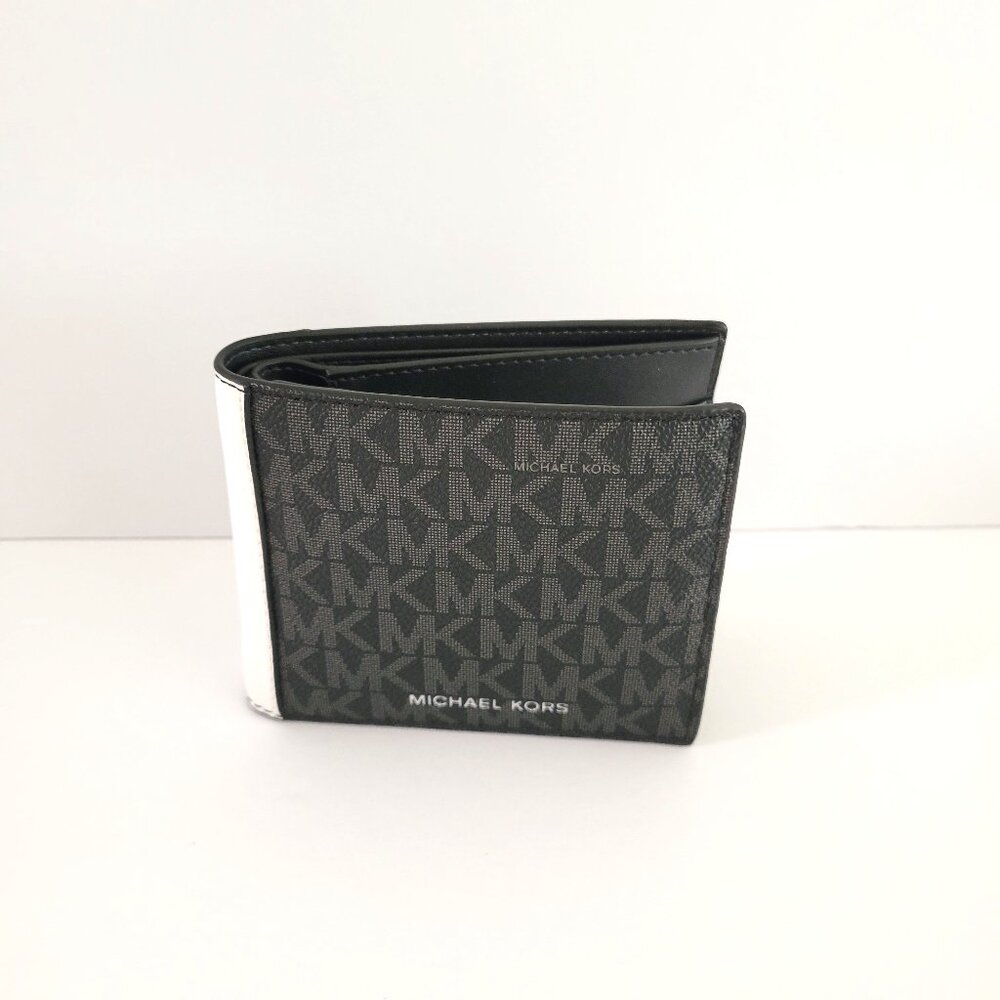 Michael Kors Cooper Billfold Passcase Wallet Bifold Bright White MK Logo